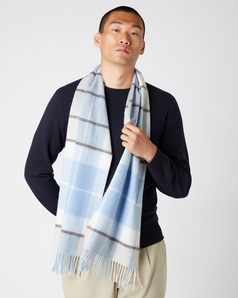 Light blue top burberry scarf