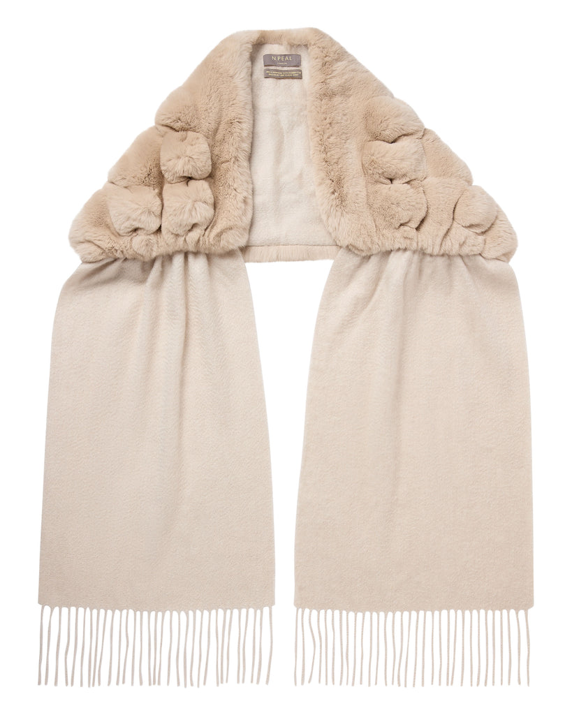 Women s Rabbit Fur Scarf Ecru White N.Peal