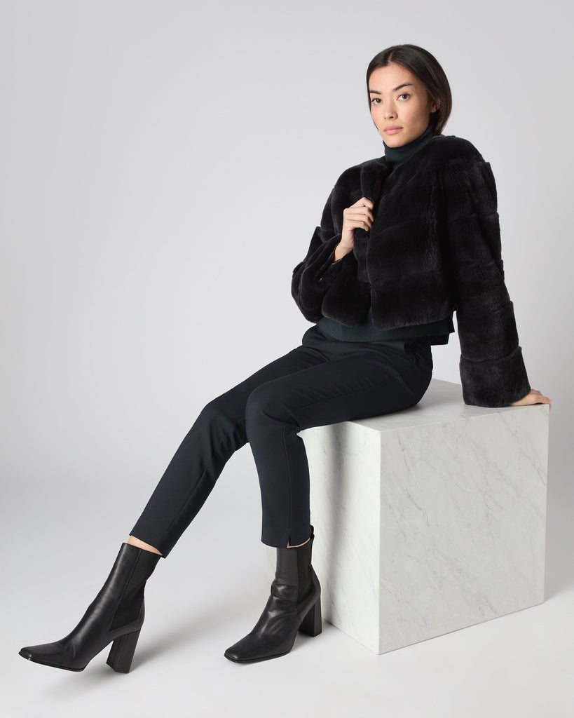 Black faux clearance fur jacket zara