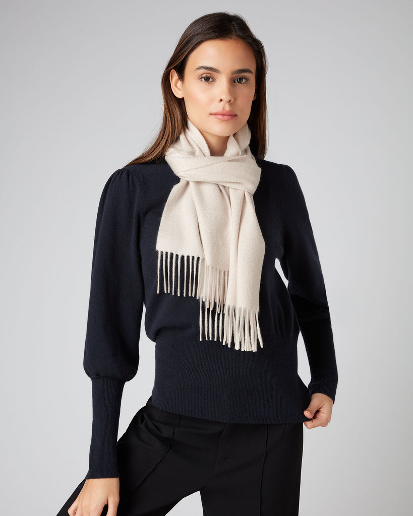 Profuomo Wool-Cashmere Knitted Scarf - Beige