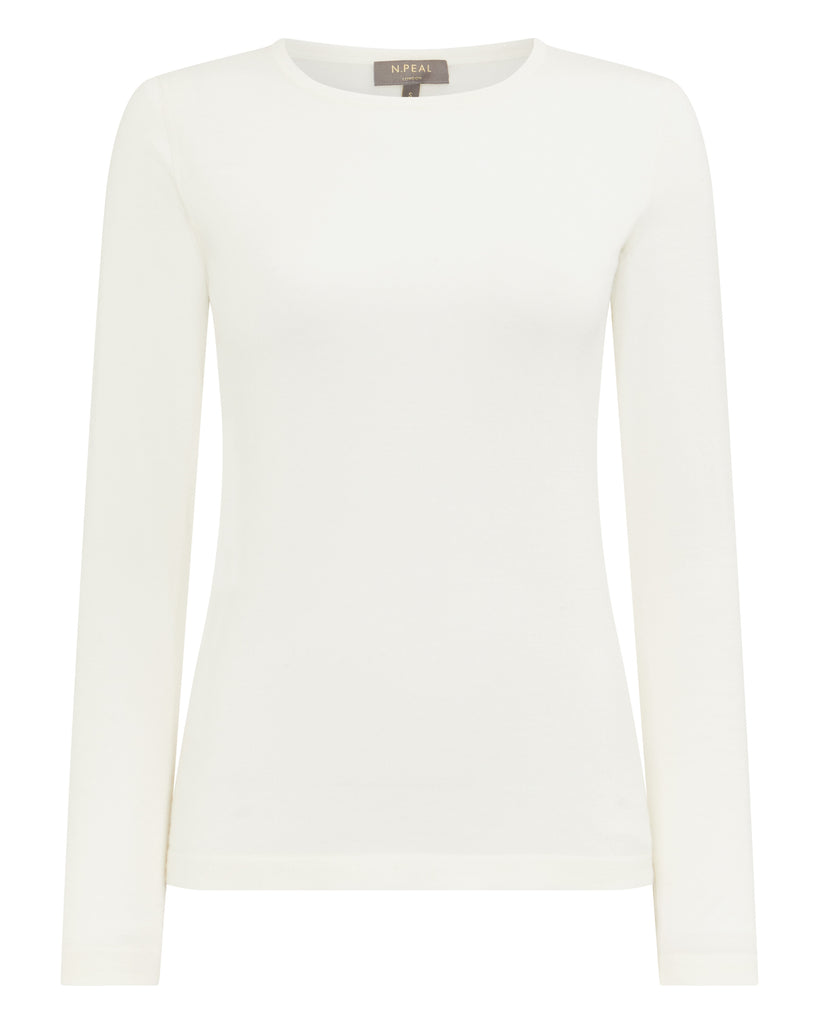 Women\'s White New Cashmere Long Superfine Sleeve Ivory Top