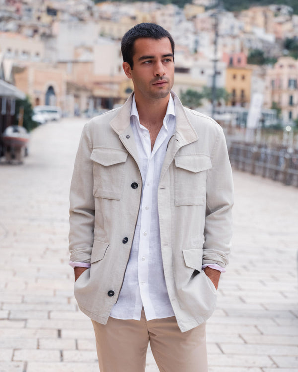 Men's Maine Linen Jacket Sand Brown