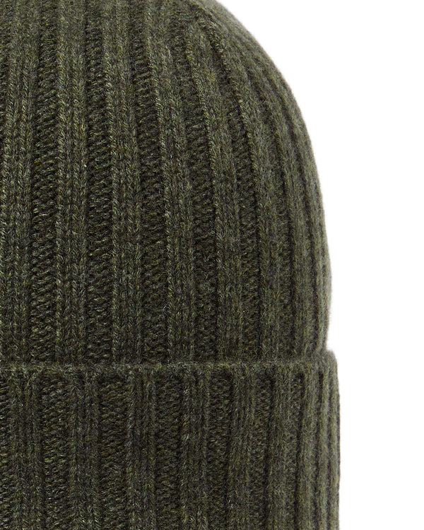 N.Peal Unisex Chunky Ribbed Cashmere Hat Moss Green