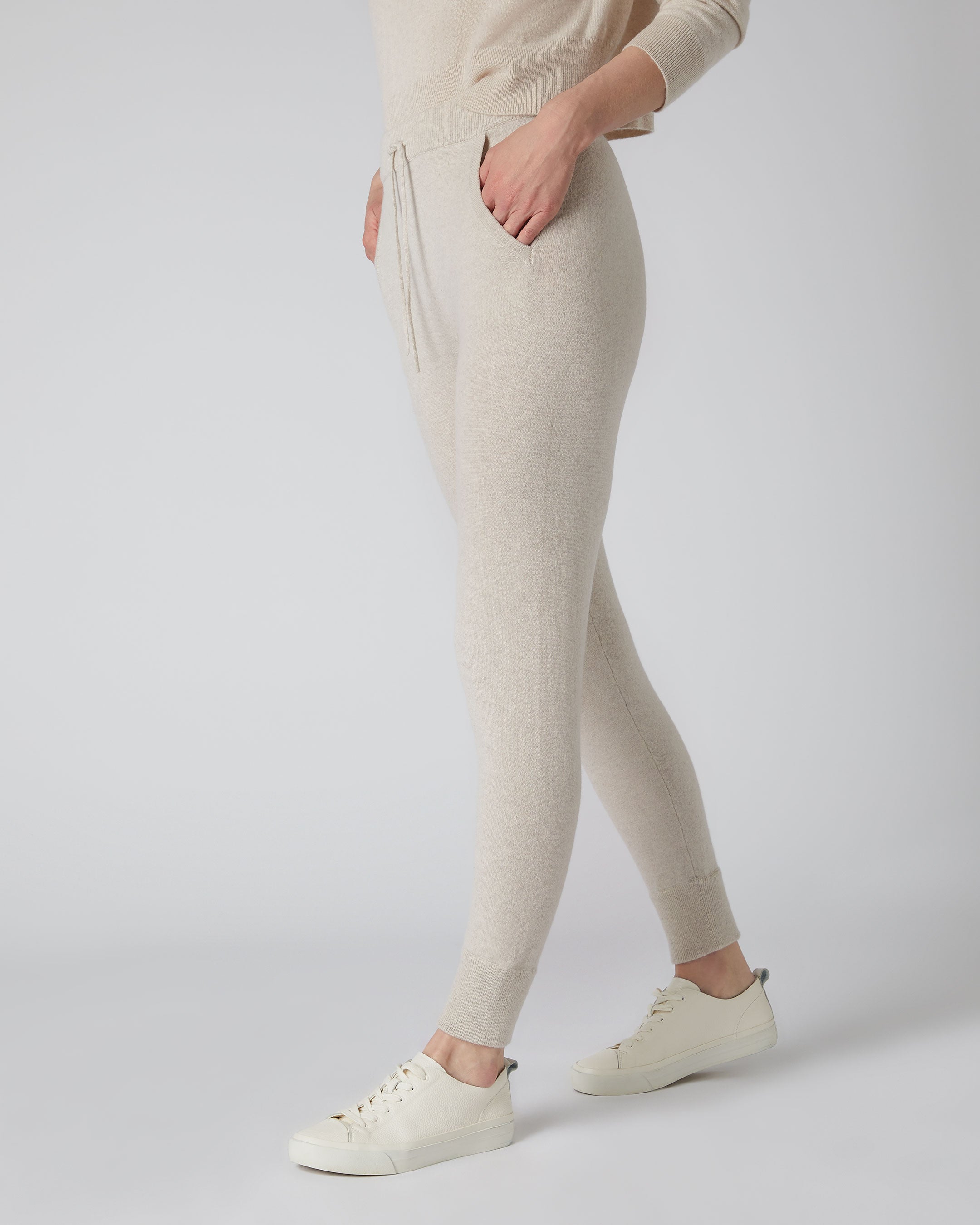 Women s Plain Cashmere Lounge Trousers Ecru White N.Peal