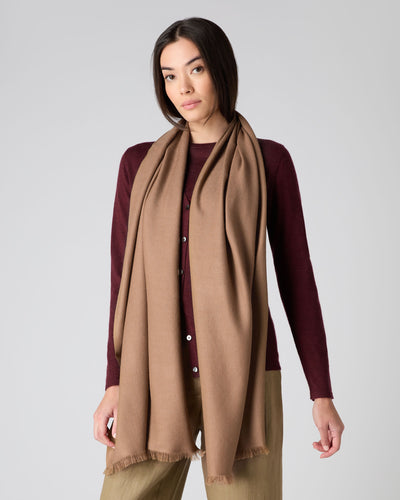 N.Peal Women's Pashmina Cashmere Stole Dark Tan Brown