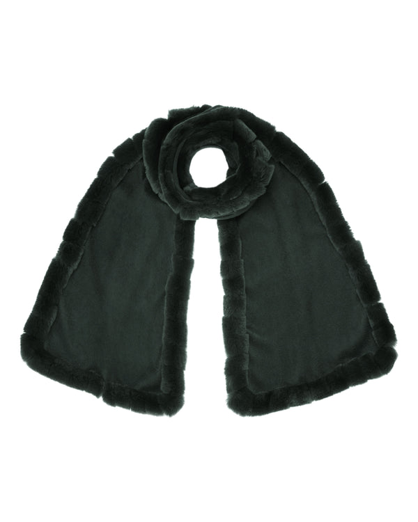 N.Peal Women's Cashmere Scarf With Fur Trim Dark Green