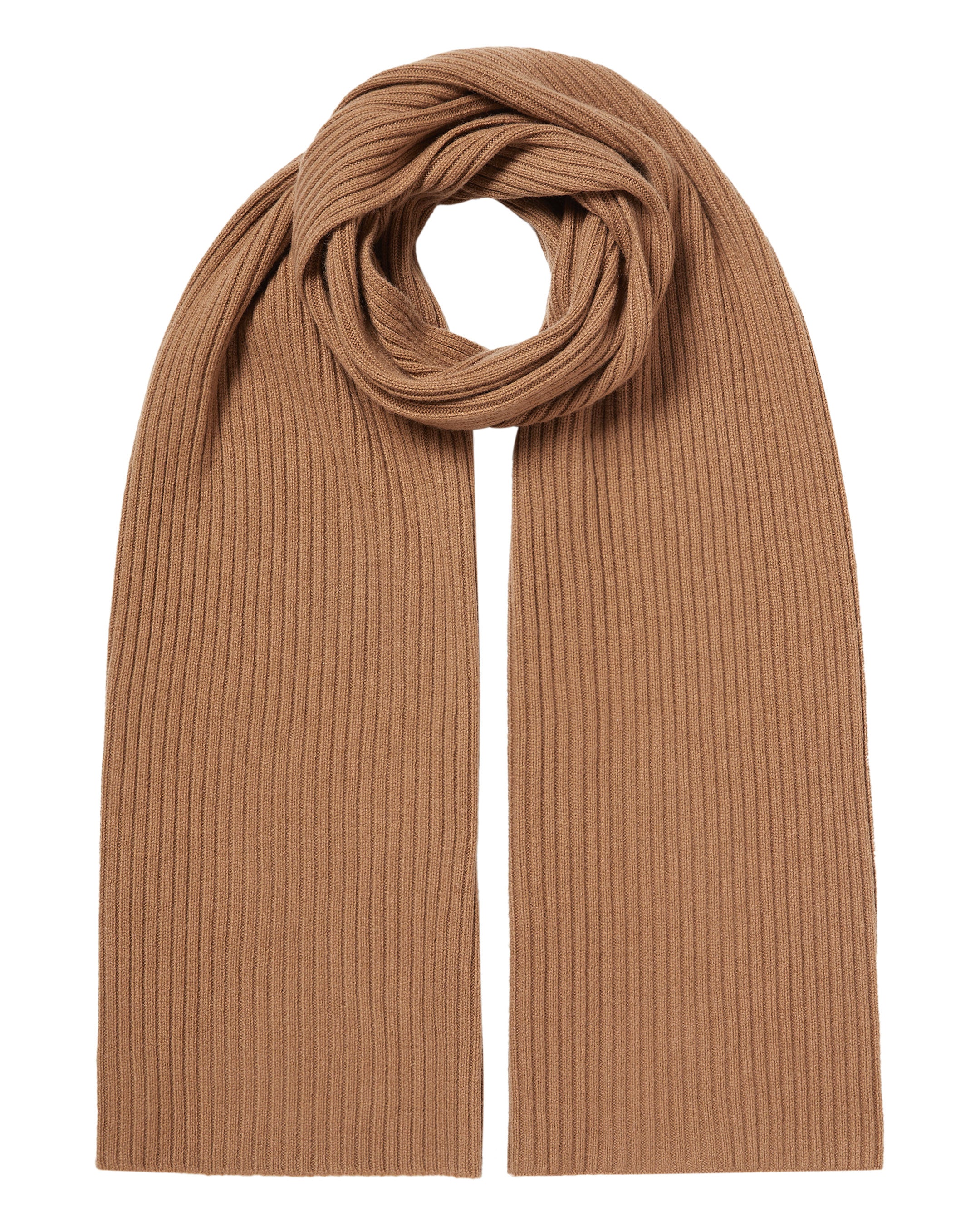 Unisex Cable Cashmere Snood Dark Camel Brown | N.Peal