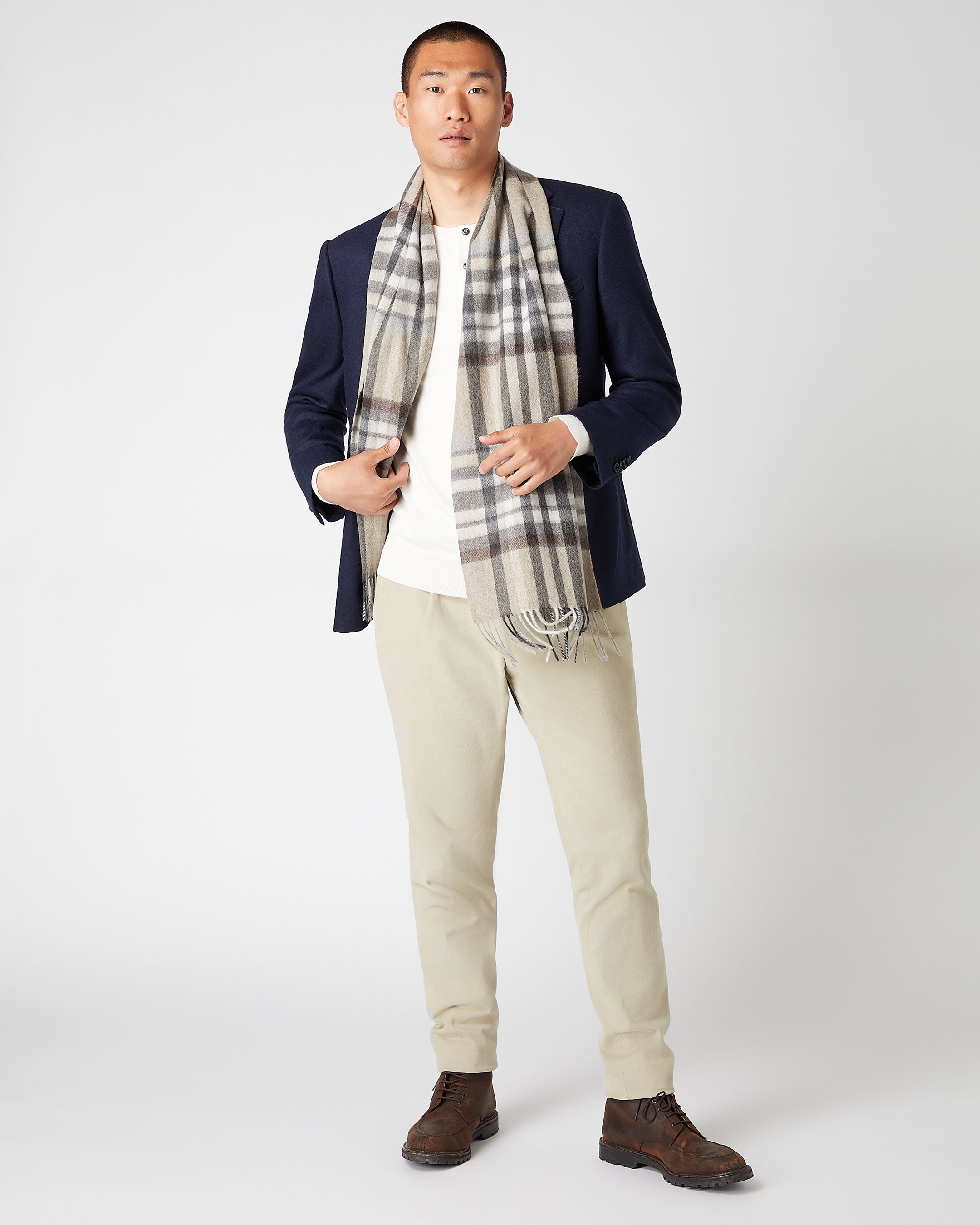 Beige check clearance scarf