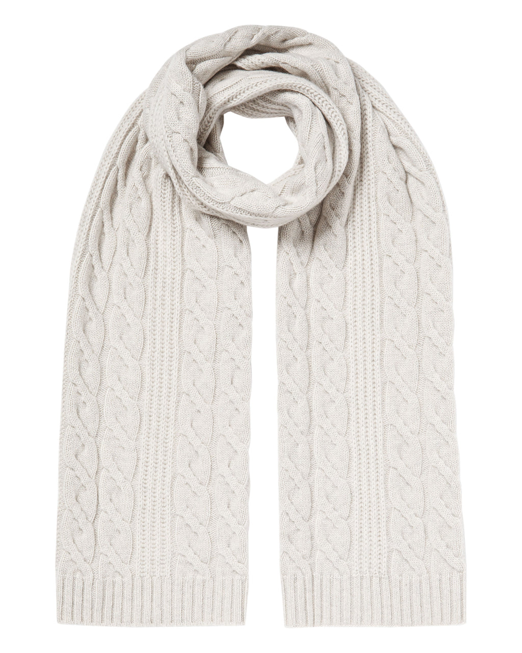 N.Peal Women's Wide Cable Cashmere Scarf New Ivory White