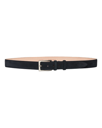 N.Peal Men's Suede Belt Navy Blue