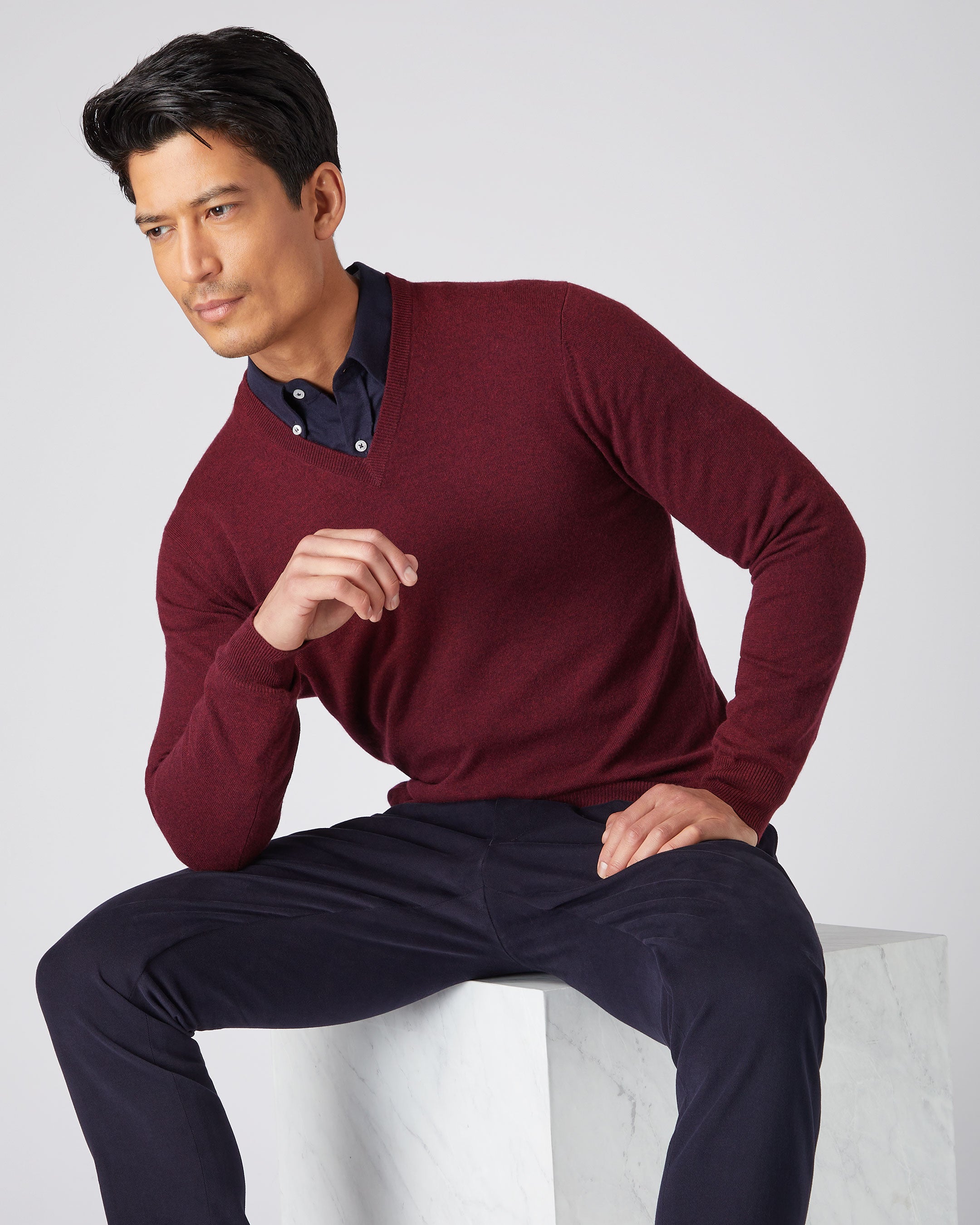 Maroon v outlet neck sweater mens