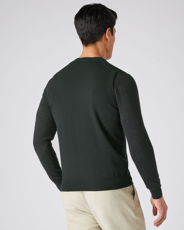 N.Peal Men's The Westminster Cashmere Slipover Dark Green