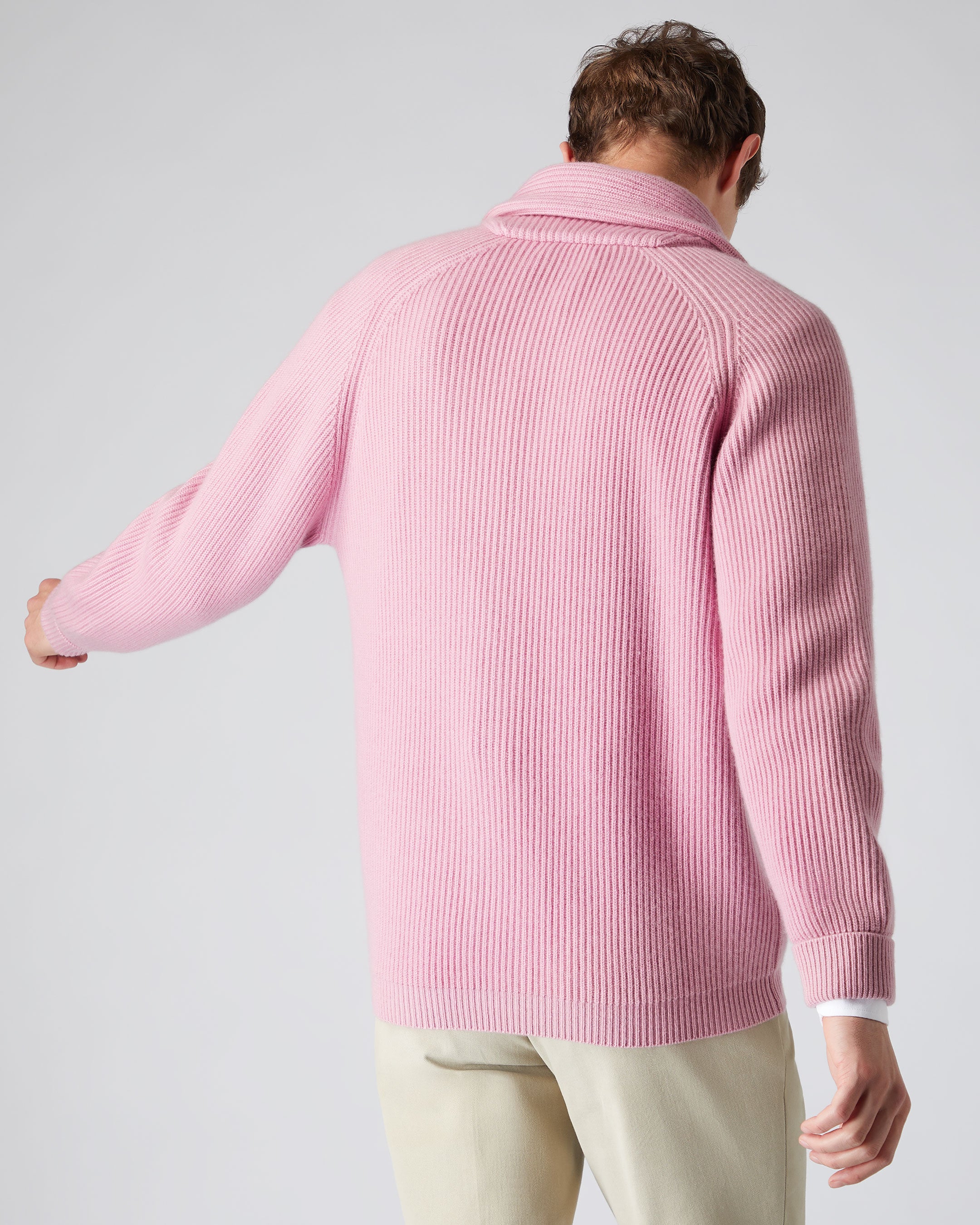 Mens pink cardigan on sale sweater