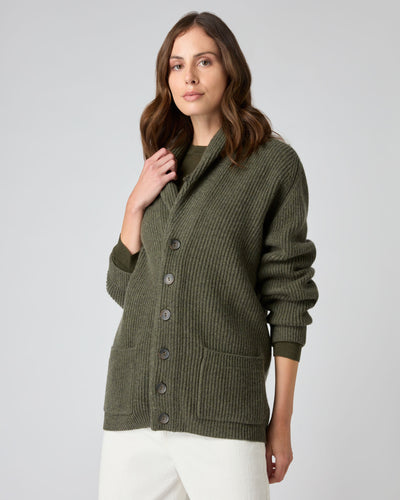 N.Peal The Kensington Cashmere Cardigan Moss Green