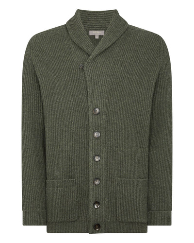 N.Peal The Kensington Cashmere Cardigan Moss Green