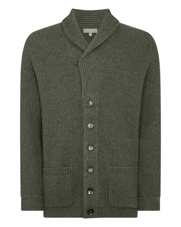 N.Peal The Kensington Cashmere Cardigan Moss Green