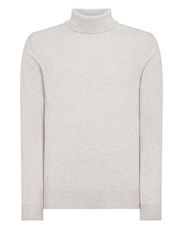 N.Peal Men's The Trafalgar Polo Neck Cashmere Jumper Pebble Grey