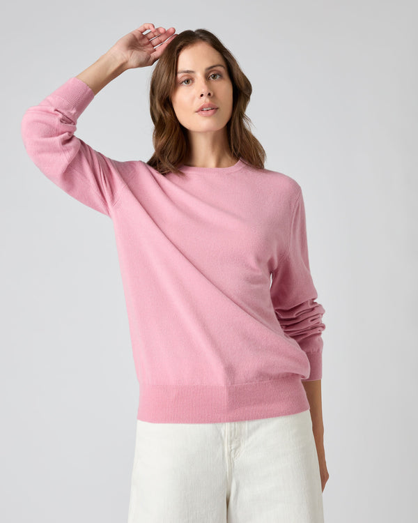 N.Peal The Oxford Round Neck Cashmere Jumper Burano Pink