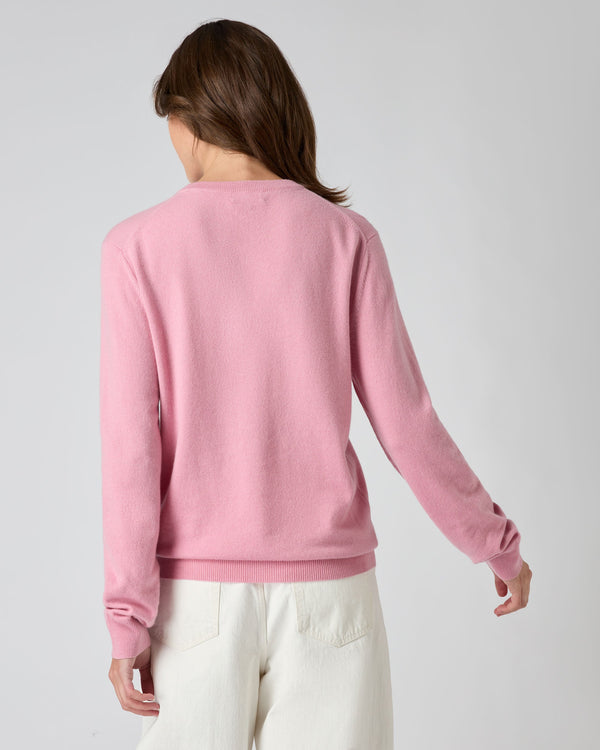 N.Peal The Oxford Round Neck Cashmere Jumper Burano Pink