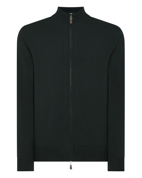 N.Peal Men's The Knightsbridge Zip Cashmere Jumper Dark Green