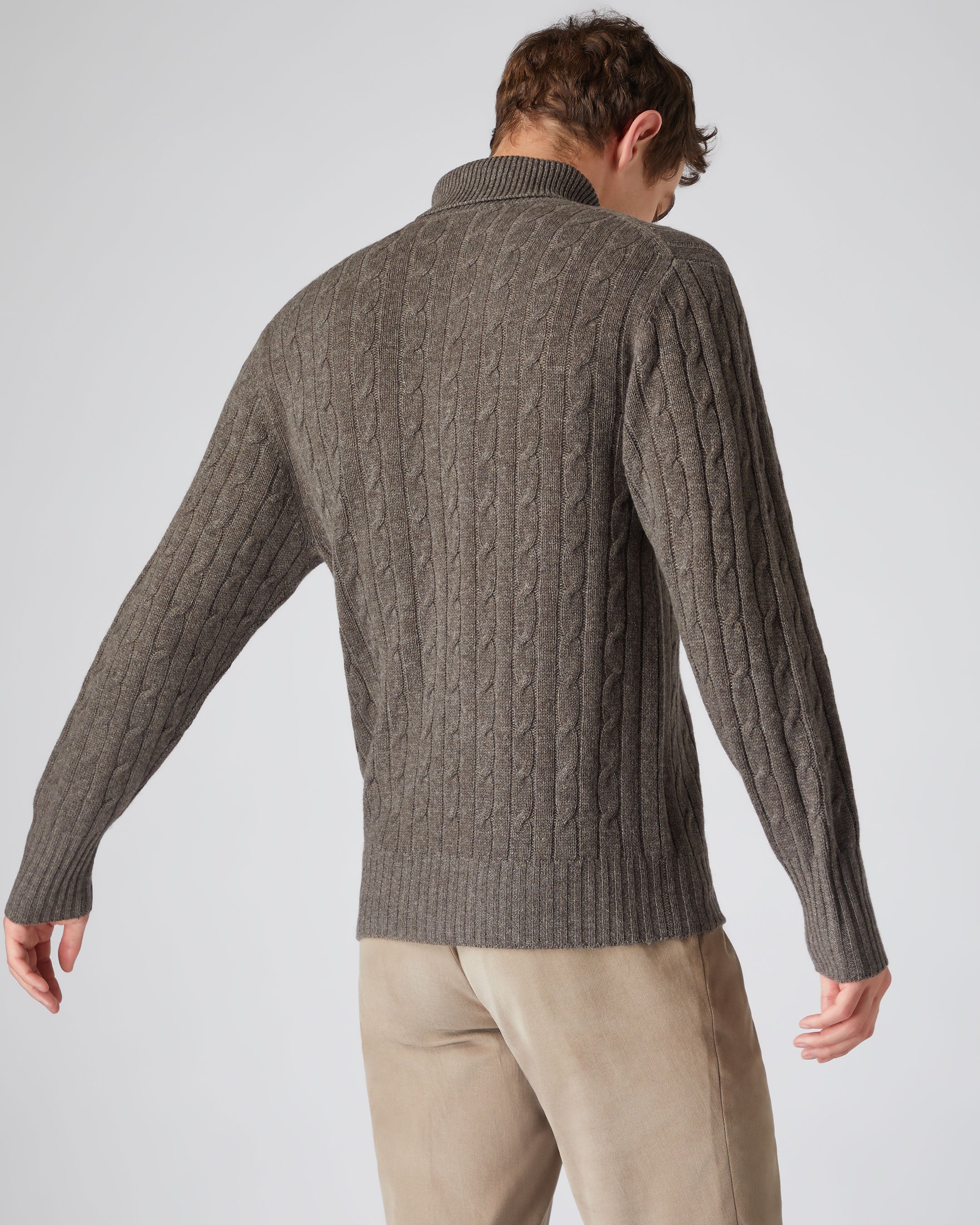 Cable knit roll neck hotsell jumper mens