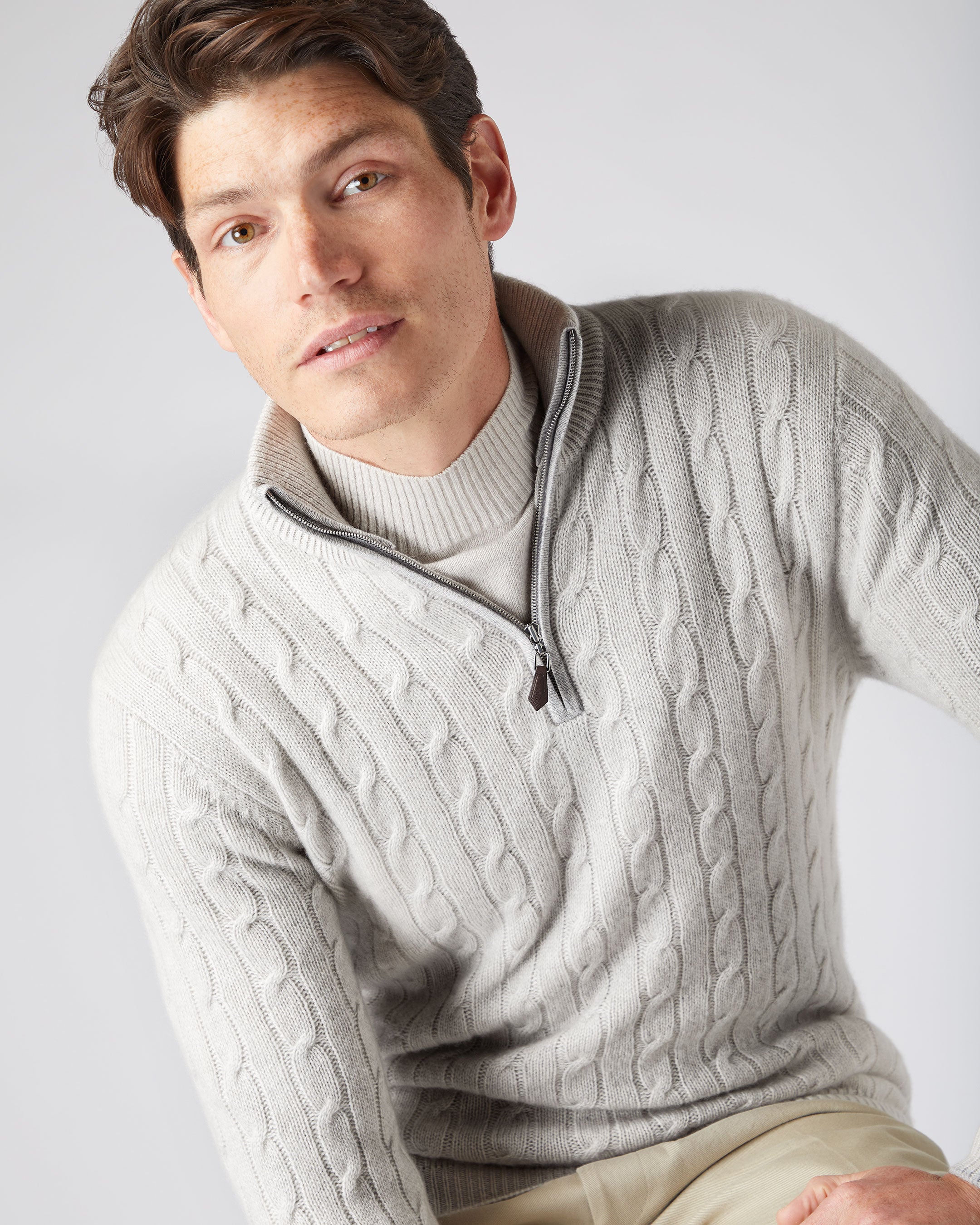 Mens gray clearance cable knit sweater