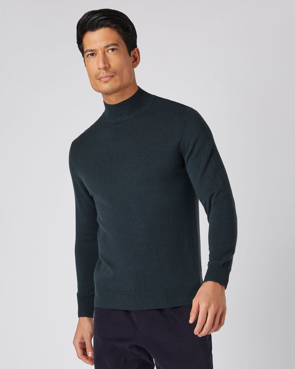Organic Colour Cashmere Mock Neck Sweater