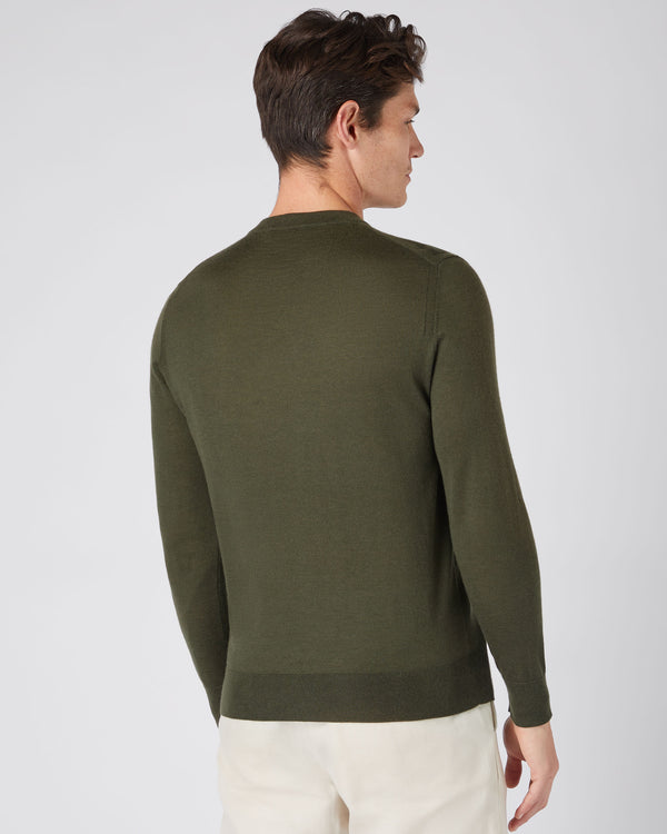 N.Peal Fine Gauge Cashmere Round Neck Jumper Montana Green