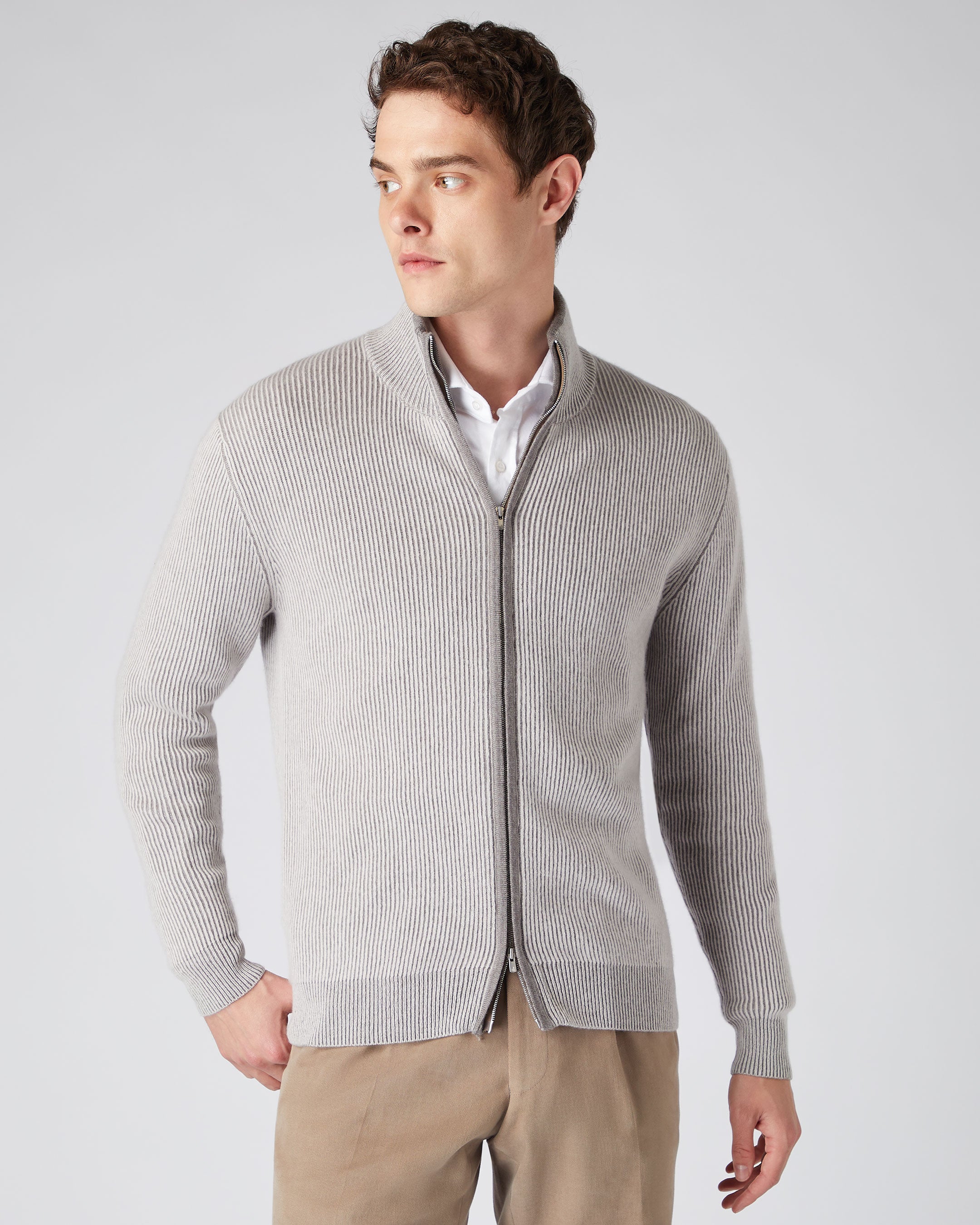 Mens grey clearance zip up cardigan