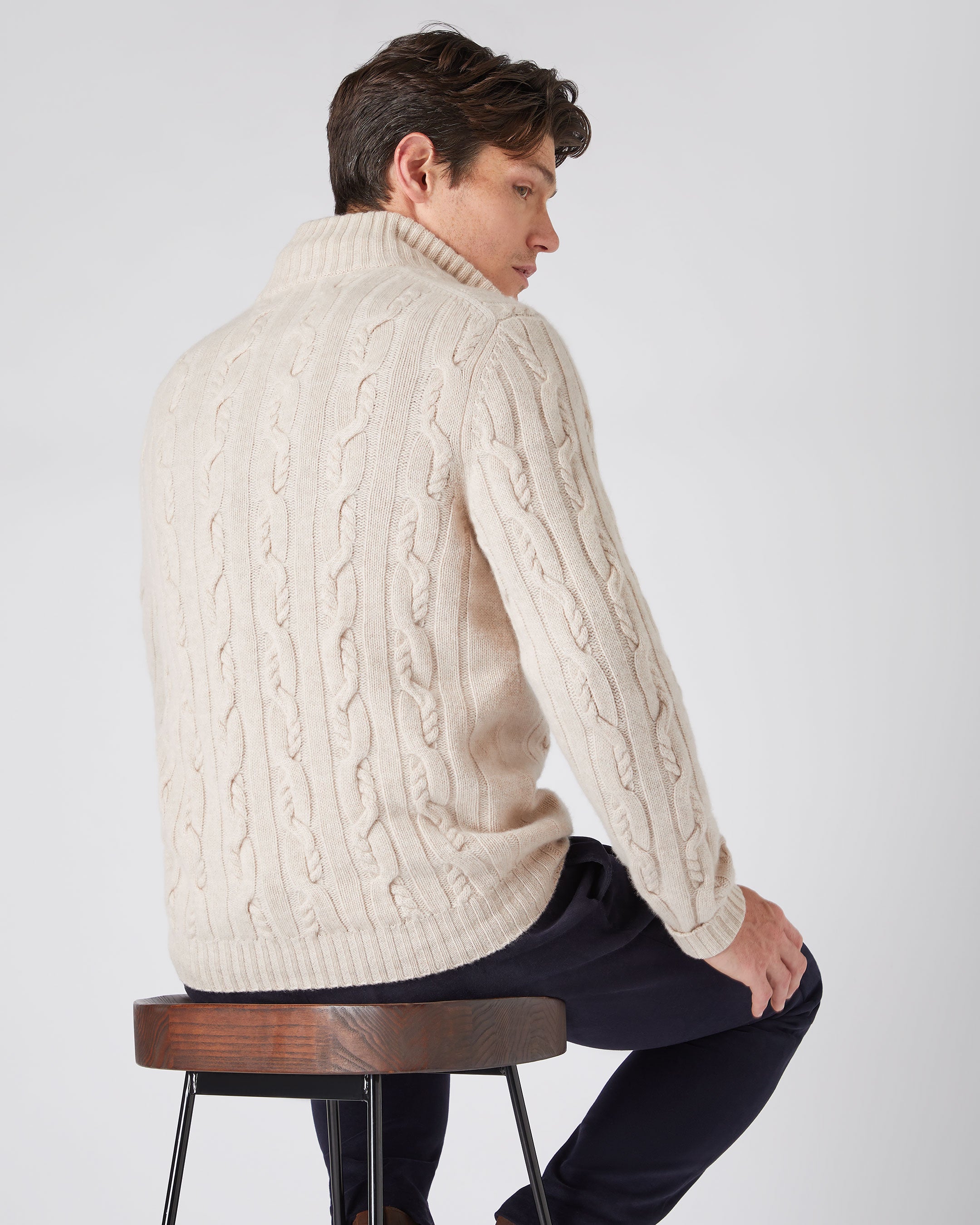 Mens cream cable knit turtleneck outlet sweater