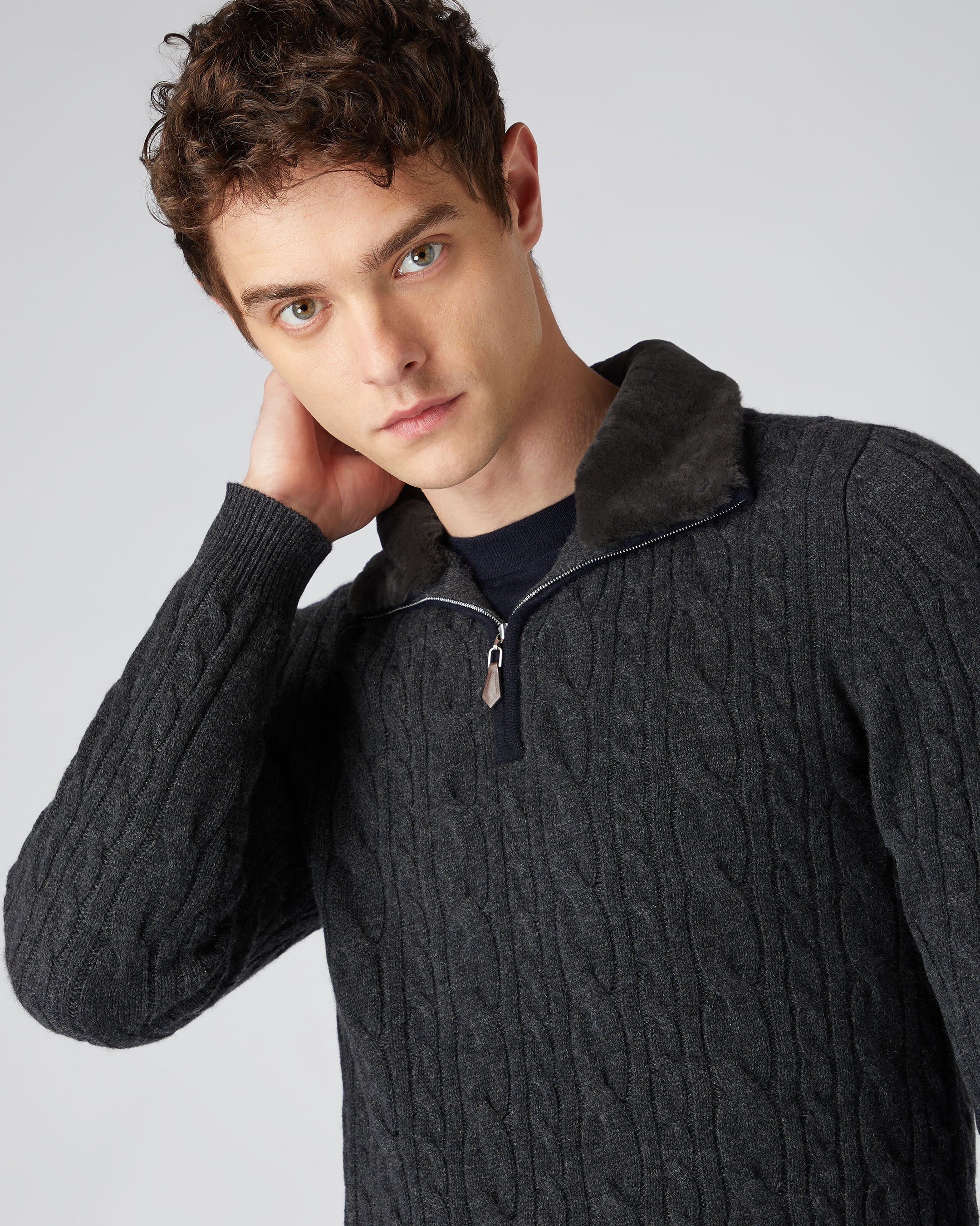 Mens cashmere hot sale quarter zip