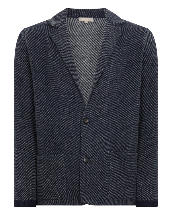 N.Peal Men's Jacquard Cashmere Jacket Navy Blue