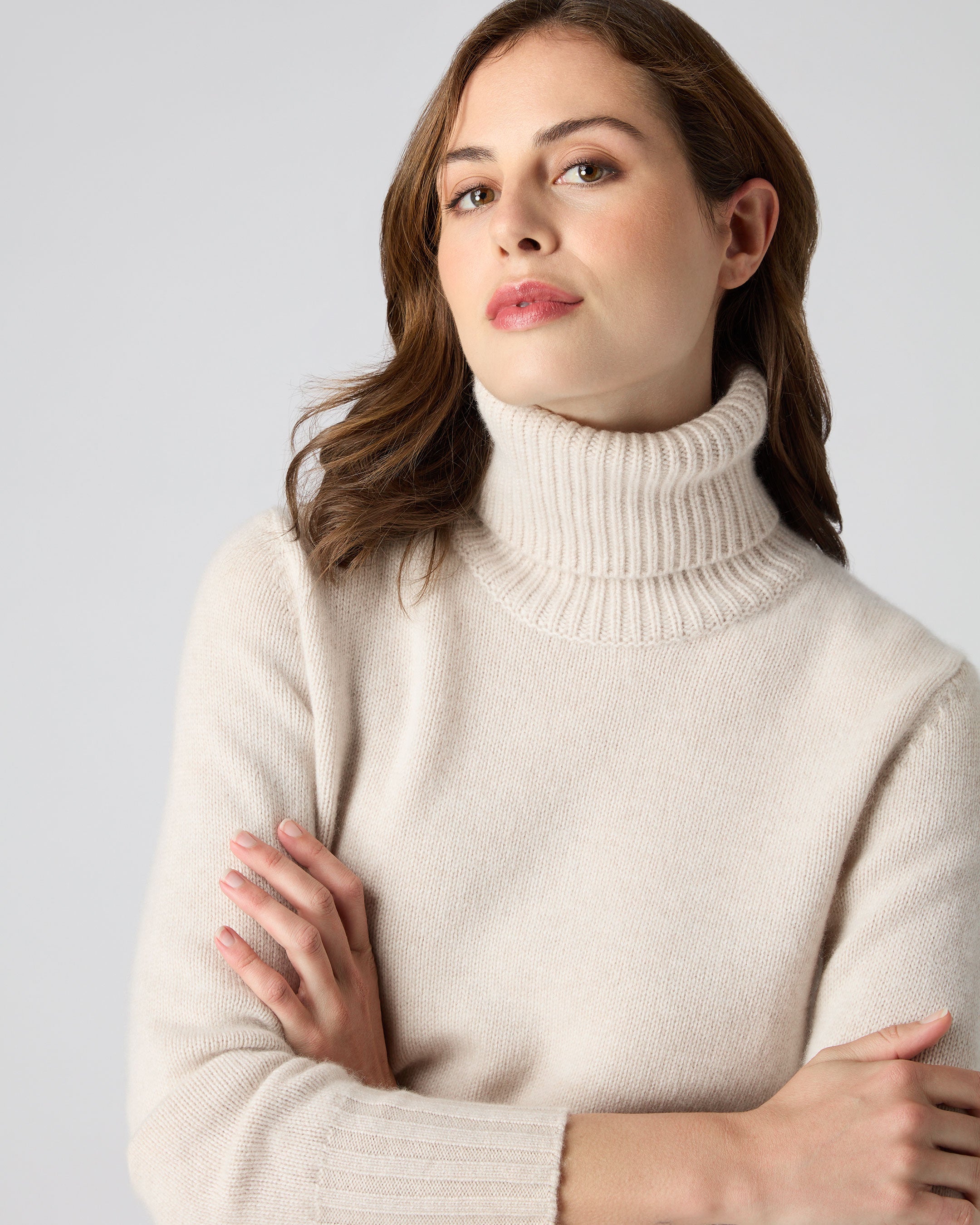 White chunky deals roll neck jumper