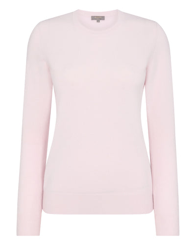 N.Peal Women's Evie Classic Round Neck Cashmere Jumper Quartz Pink