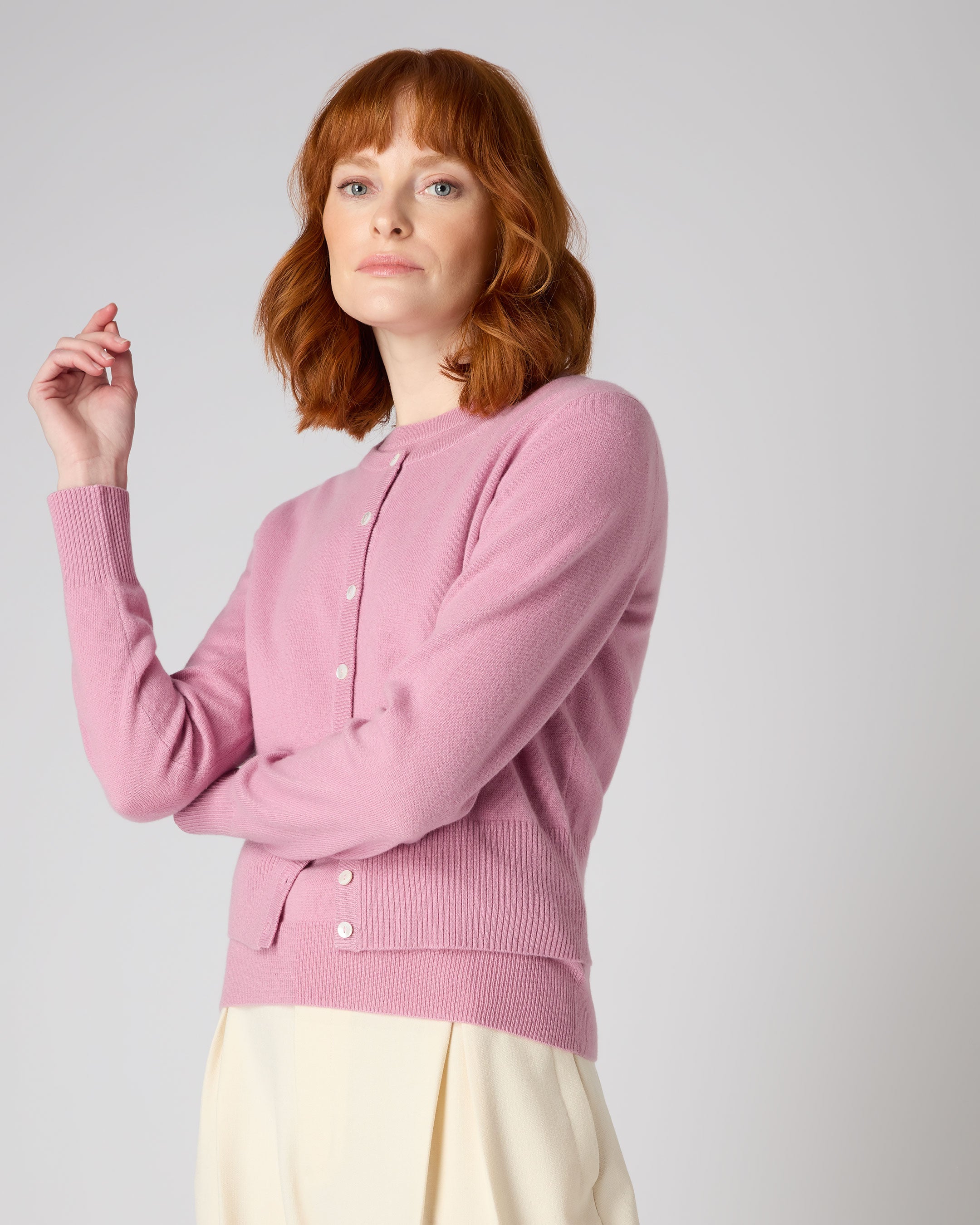 Pink long sleeve online cardigan