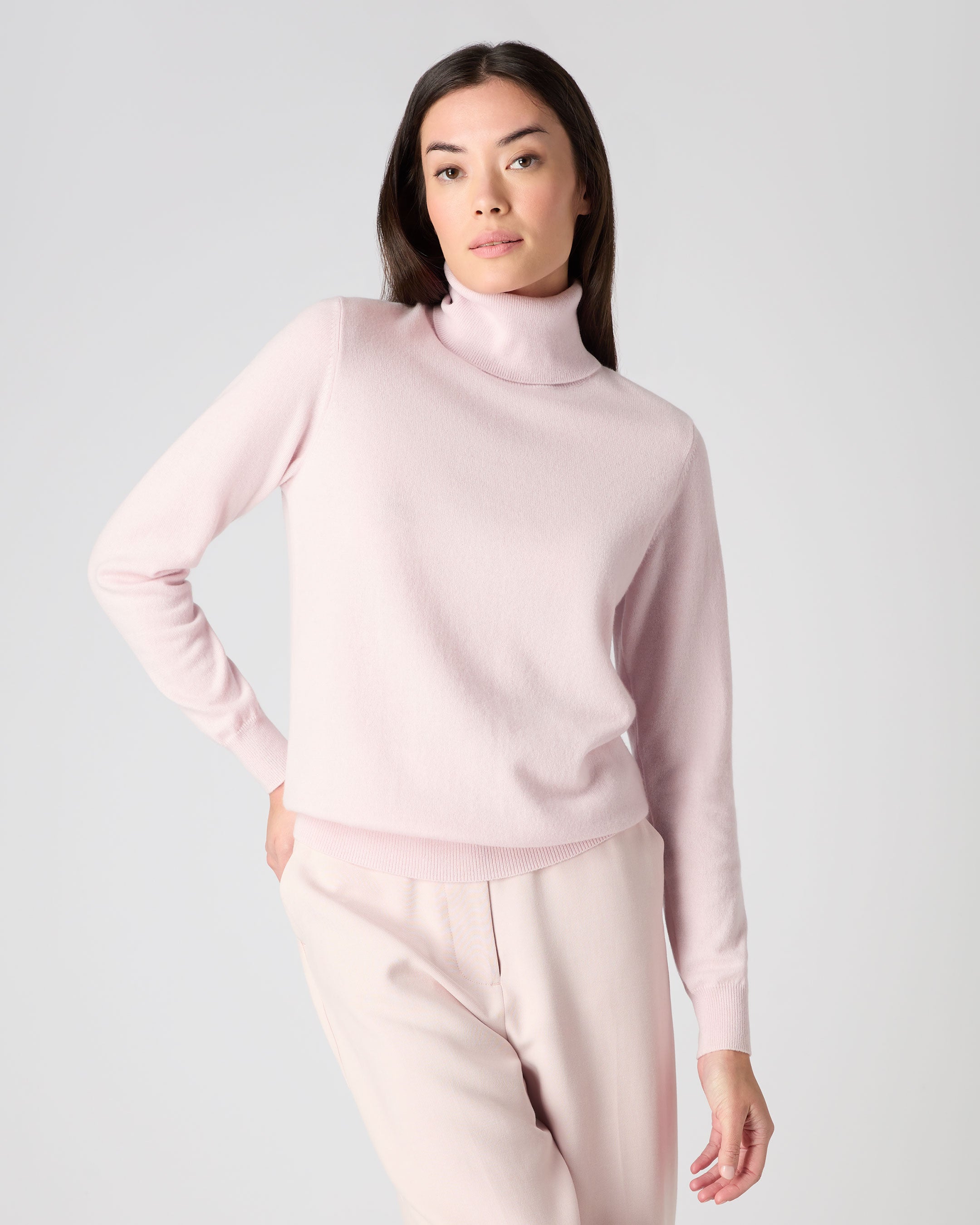 Roll neck best sale pink jumper