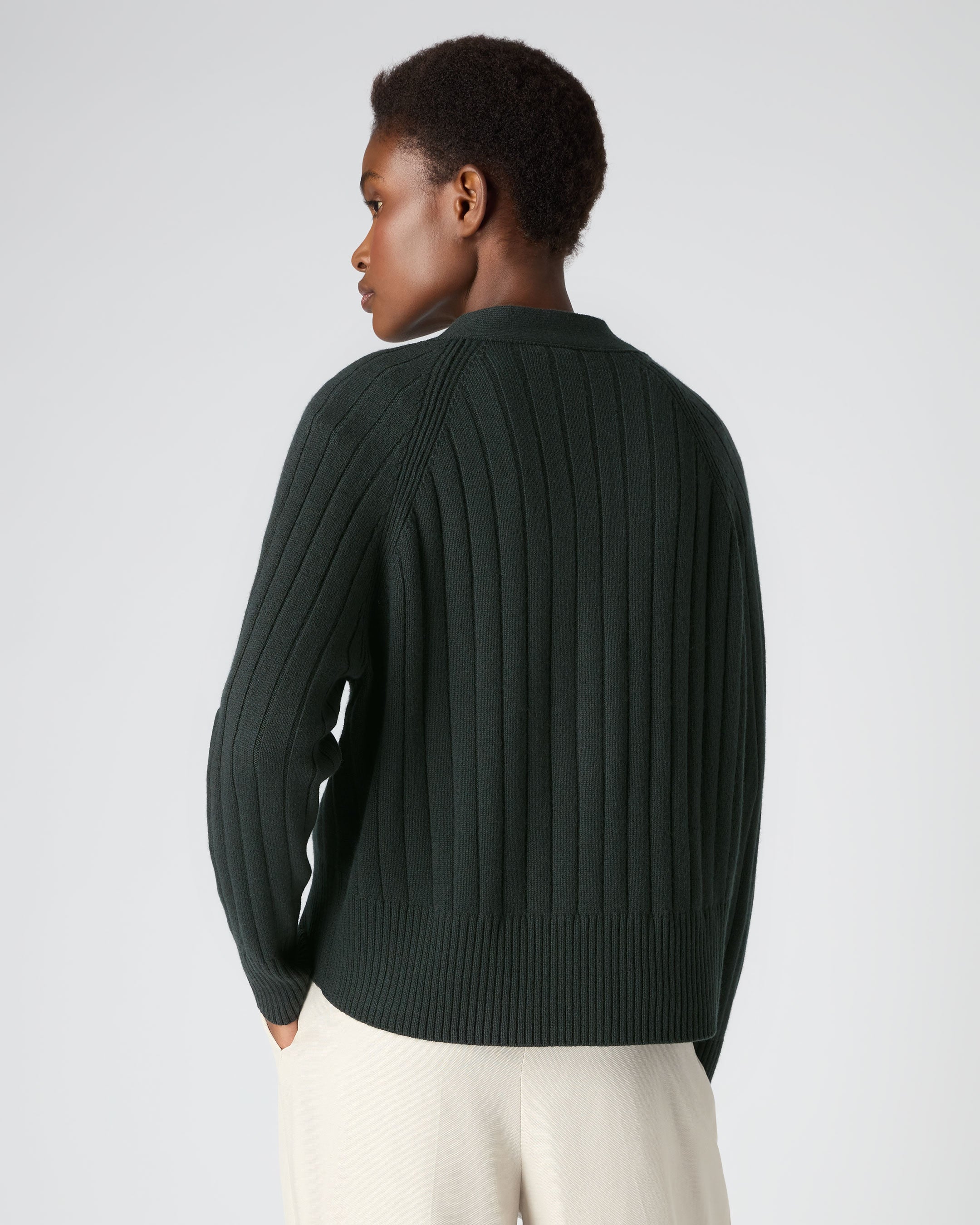 Dark green 2025 cashmere cardigan