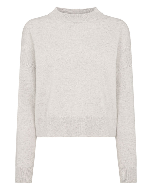 N.Peal Women's Relaxed Round Neck Cashmere Jumper Pebble Grey