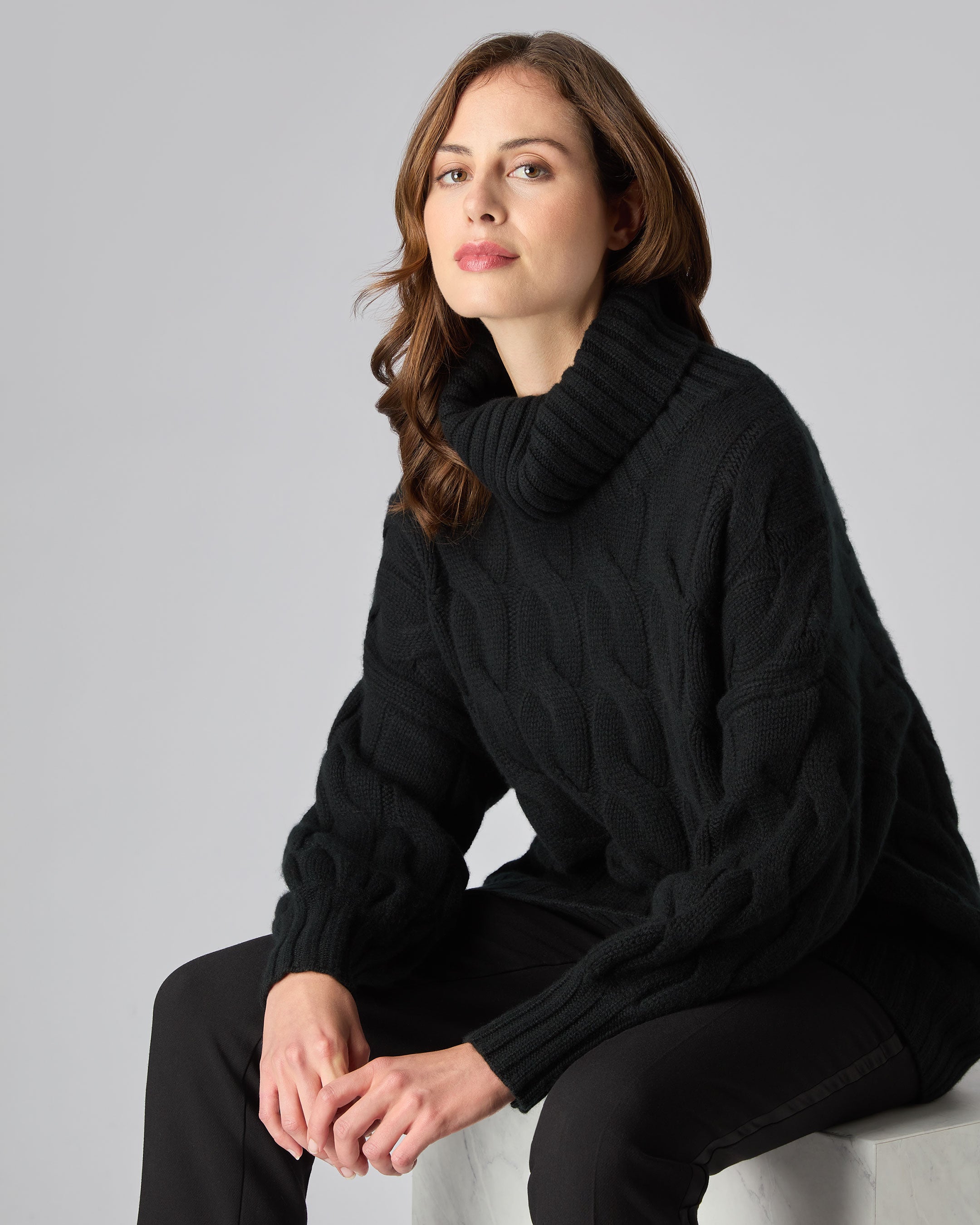 Black chunky hotsell roll neck jumper