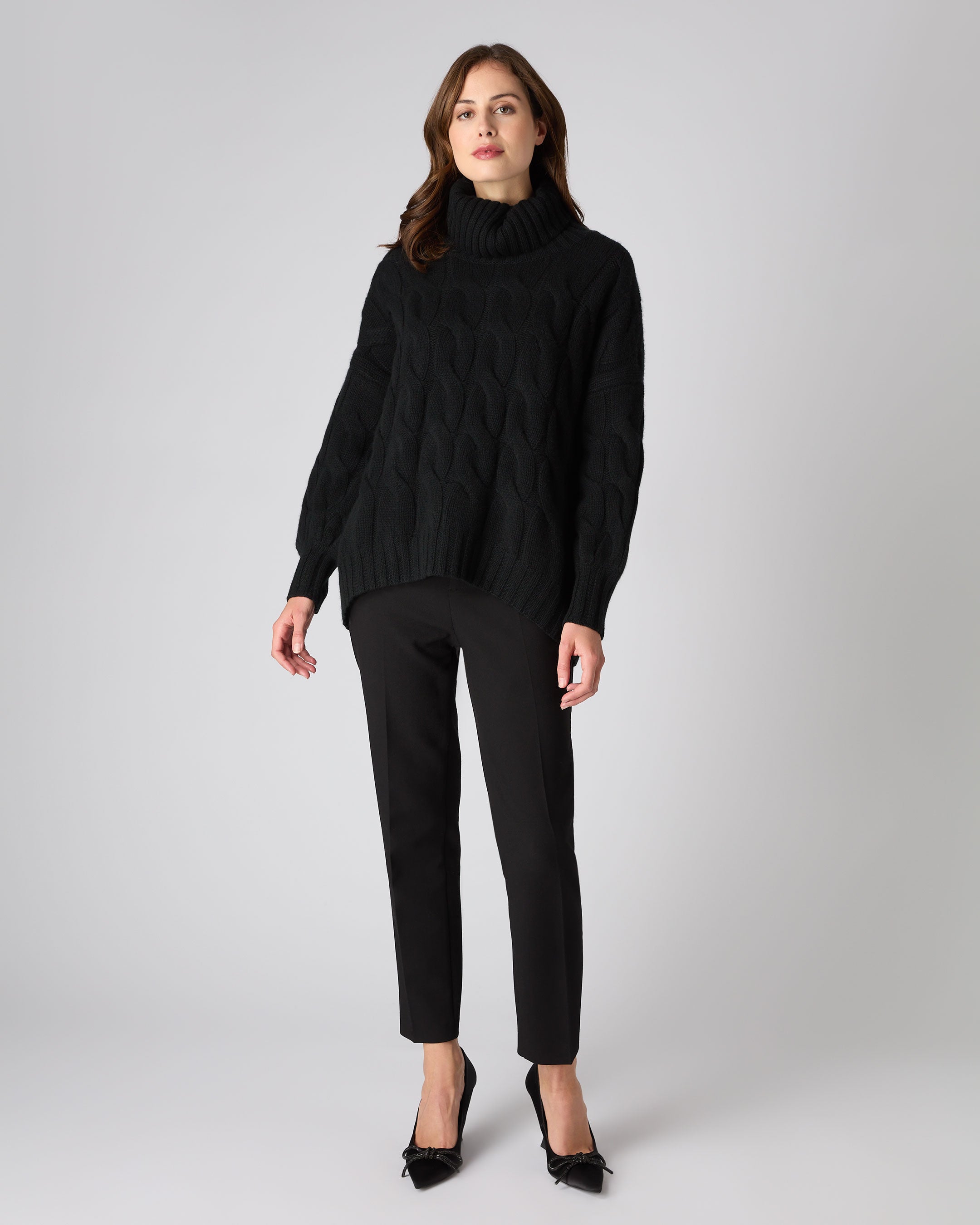 Chunky roll neck jumper hotsell womens black