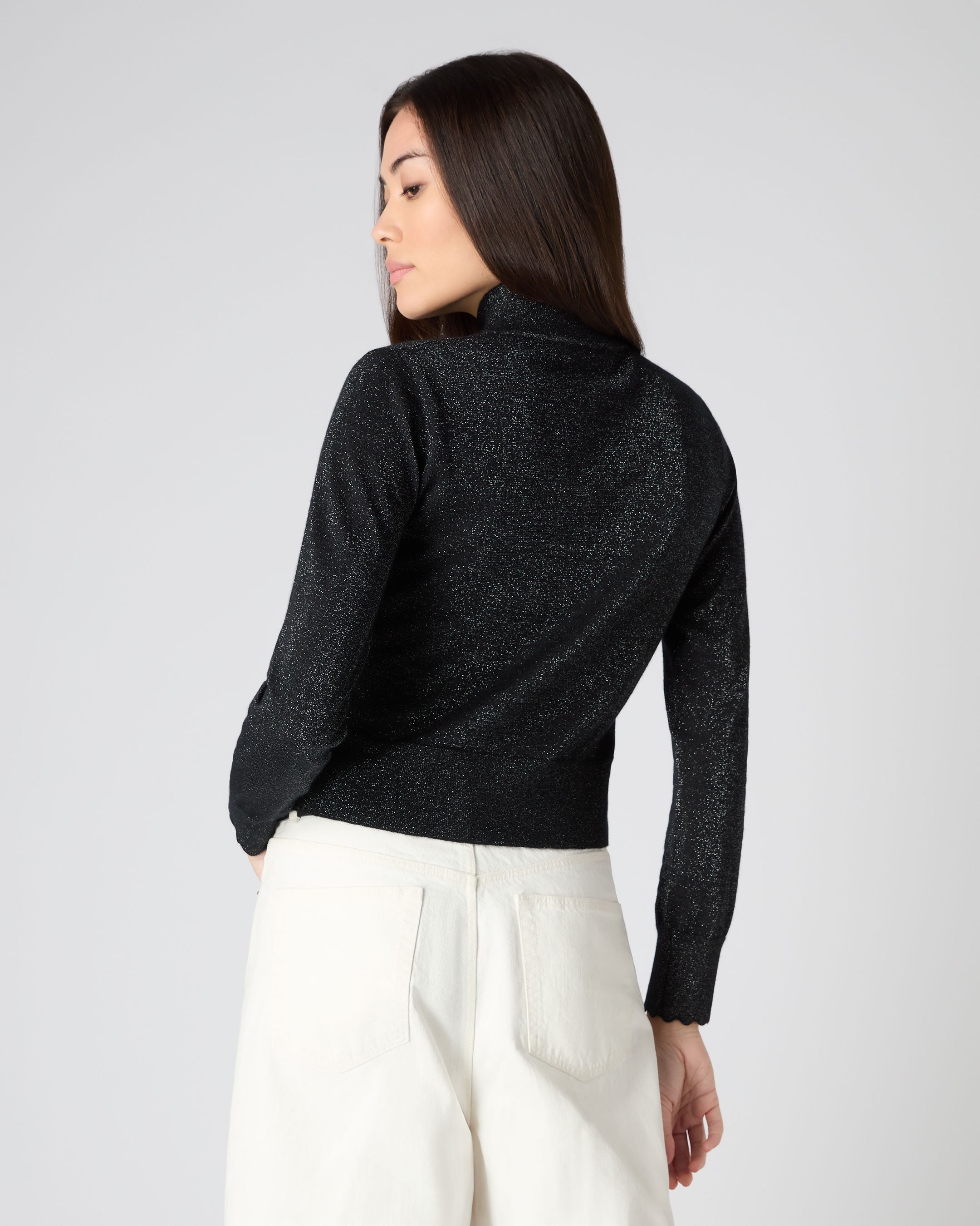 Black cropped discount polo neck jumper