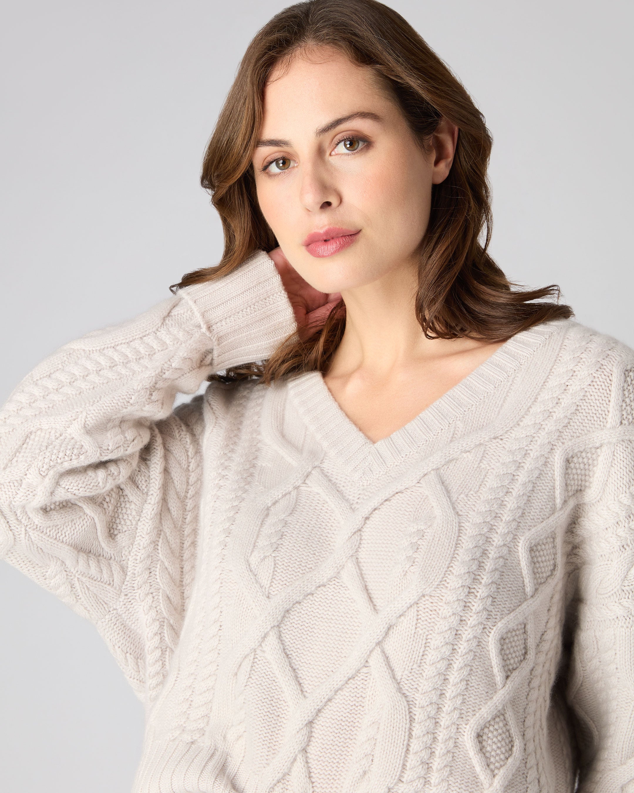 Cable v neck clearance jumper