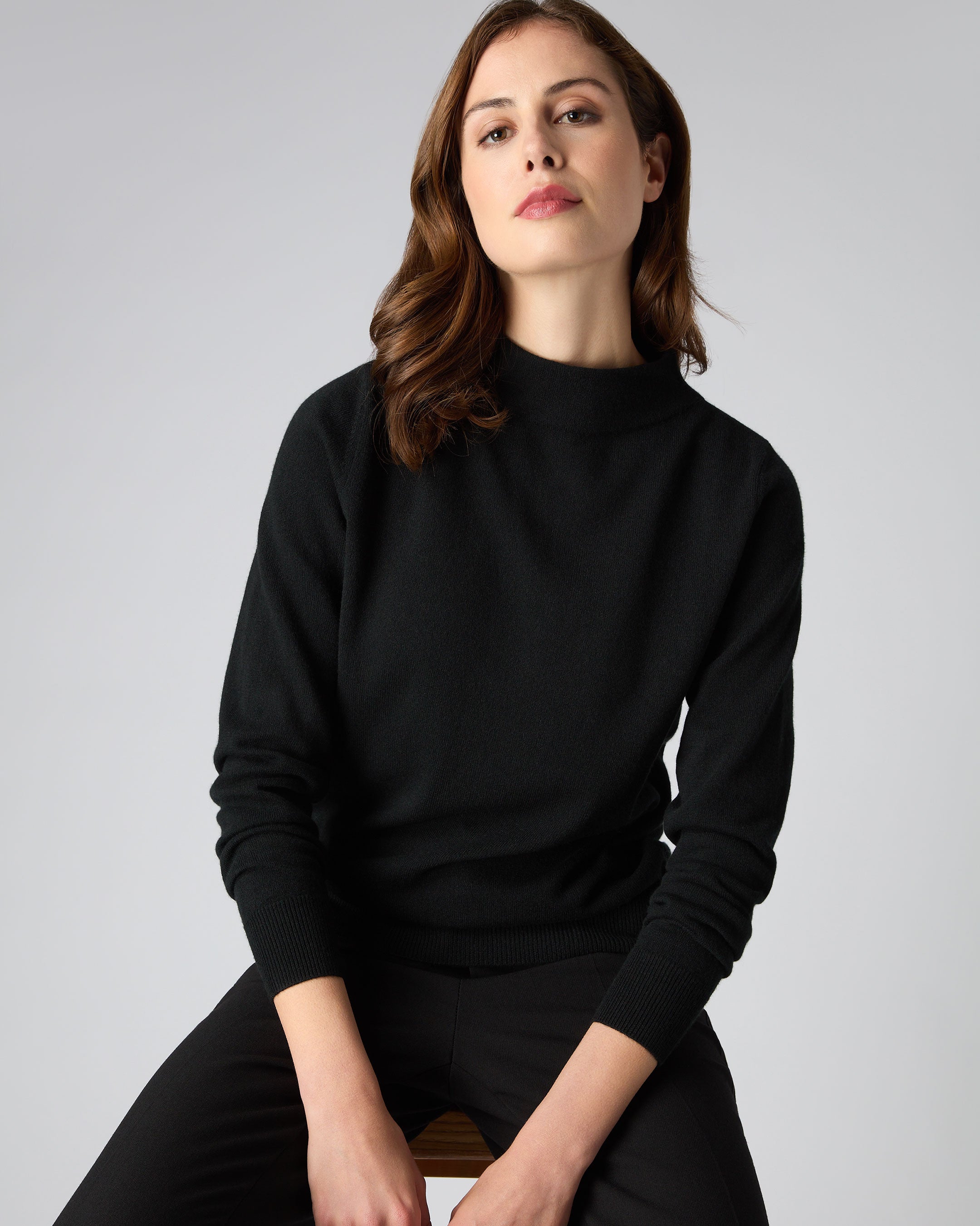 Ladies black polo neck jumper clearance uk