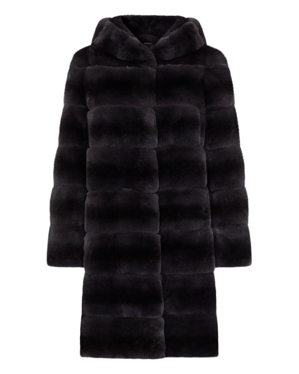 Women's Long Rex Hooded Coat Dark Grey | N.Peal
