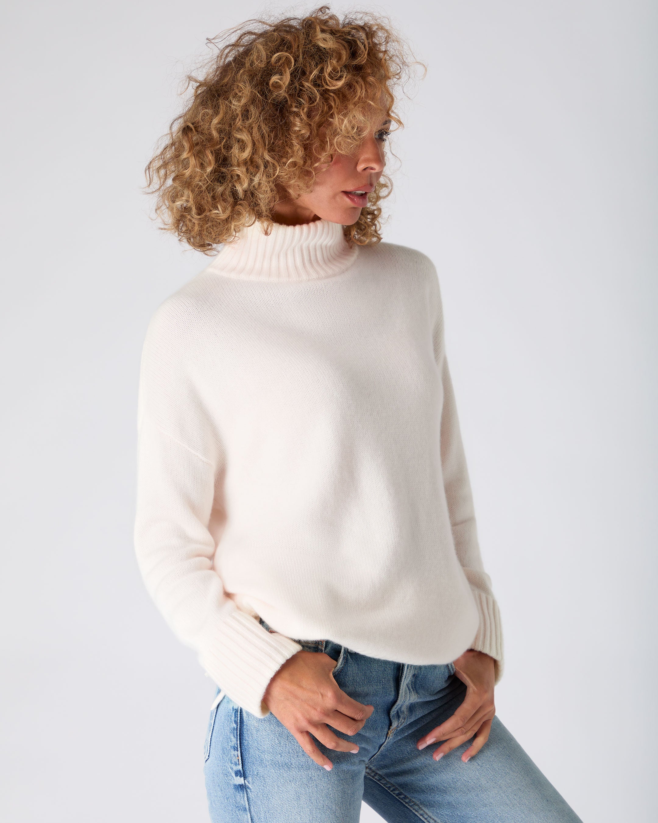 The Peony Lim Chunky High Neck Sweater New Ivory White | N.Peal