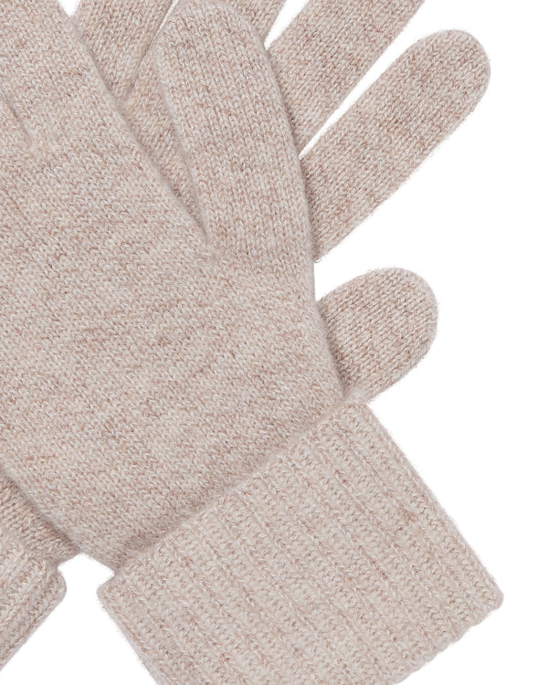 N.Peal Women's Plated Ribbed Cashmere Gloves Toasted Sesame Brown