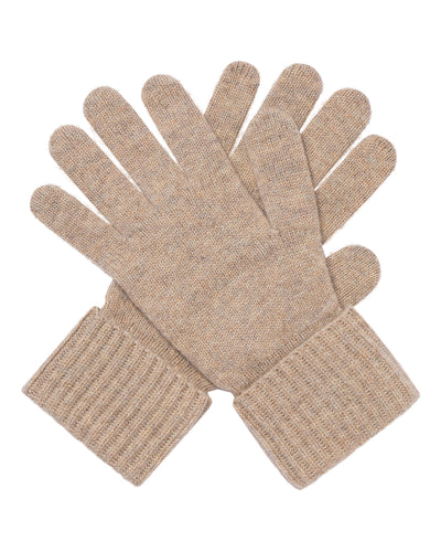 N.Peal Women's Ribbed Cashmere Gloves Oatmeal Brown