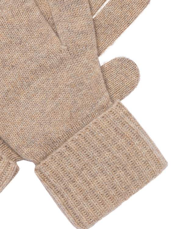 N.Peal Women's Ribbed Cashmere Gloves Oatmeal Brown