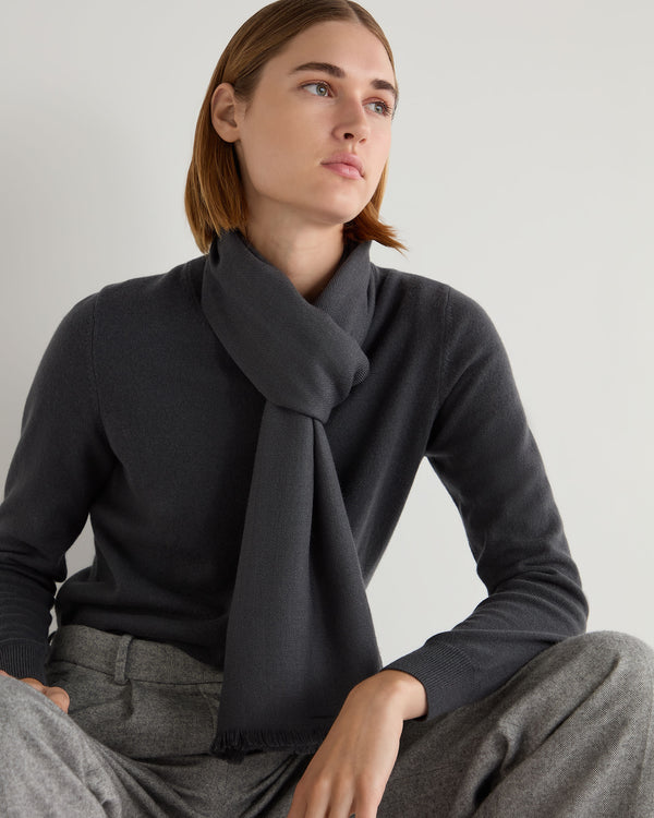 N.Peal Women's Pashmina Cashmere Stole Anthracite Grey