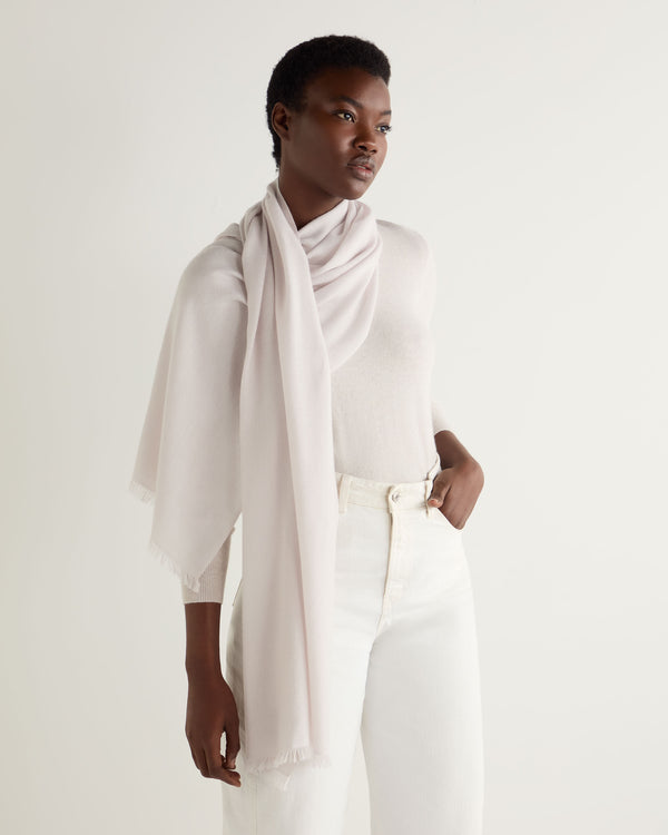 N.Peal Women's Pashmina Cashmere Stole Frost White